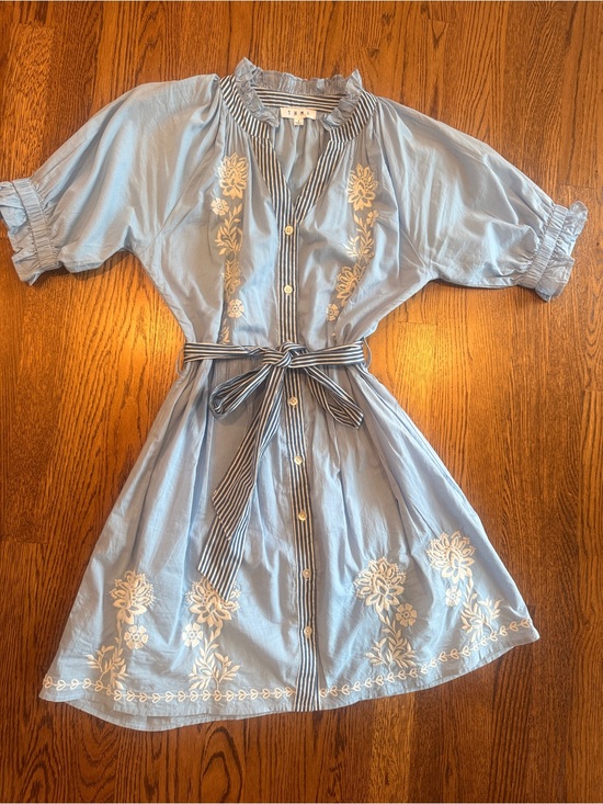 THML Dresses & Skirts - THML Light Blue v neck short sleeve short dress with Tie waist Small